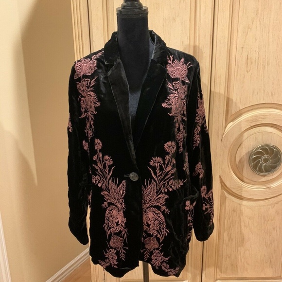 Johnny Was Vaiora Heavy Silk-Blend Velvet Blazer Women's Size M~NWT $480